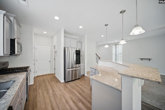 514 Red Taffy Way, Lexington, SC 29073 - kitchen featuring appliances with stainless steel finishes, light wood finished floors, a large island, and recessed lighting