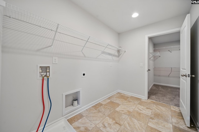 514 Red Taffy Way, Lexington, SC 29073 - washroom featuring washer hookup, hookup for an electric dryer, baseboards, recessed lighting, and light stone finish floors