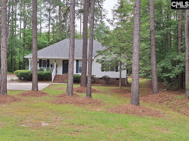 2279TICKLEHIL Tickle Hill Rd, Camden, SC 29020 - ranch-style home with a porch, roof with shingles, and a front yard