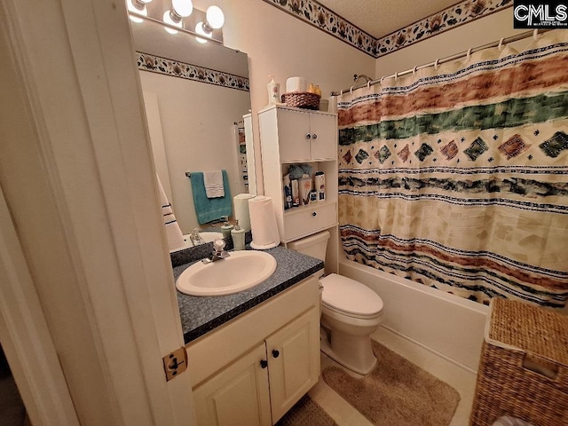 2279TICKLEHIL Tickle Hill Rd, Camden, SC 29020 - bathroom featuring vanity, toilet, shower / bath combo, and tile patterned floors