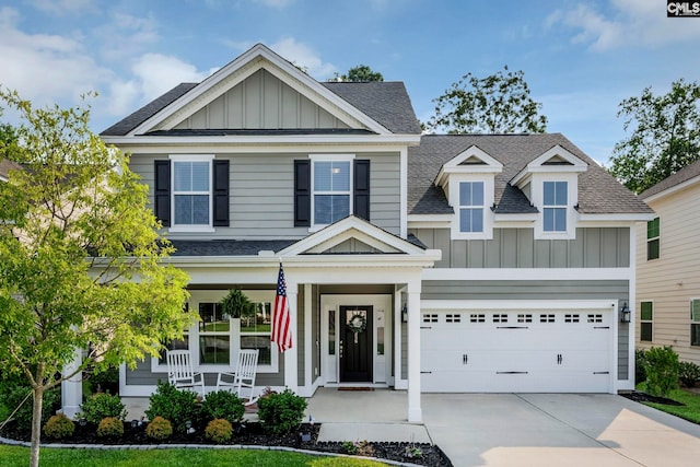 556 Harbour Pointe Dr, Columbia, SC 29229 - craftsman-style house featuring board and batten siding, roof with shingles, covered porch, and driveway