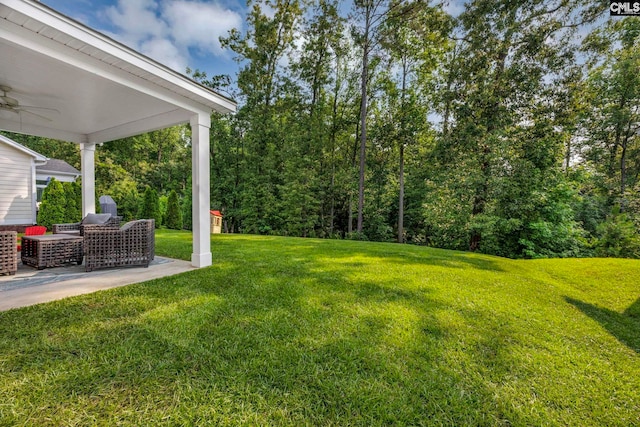 556 Harbour Pointe Dr, Columbia, SC 29229 - view of green lawn with ceiling fan and a patio area