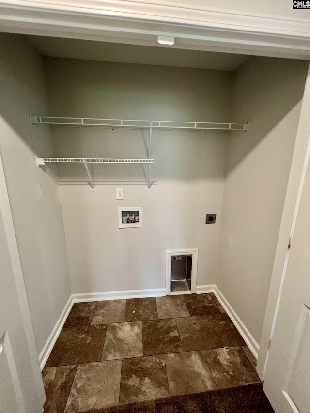 520 Cricket Chirp Ln, Elgin, SC 29045 - laundry room with hookup for an electric dryer, hookup for a washing machine, stone tile flooring, and baseboards