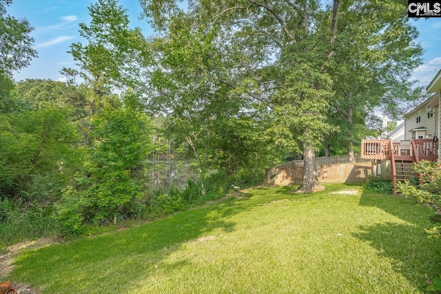 121 Stonemont Dr, Irmo, SC 29063 - view of yard featuring a wooden deck and stairs