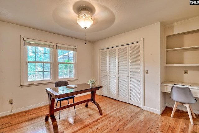 1108 Tarrytown Ln, West Columbia, SC 29170 - office space featuring light wood-style flooring, baseboards, and ceiling fan
