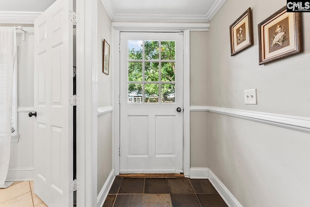 2909 Columbia Ave, Columbia, SC 29201 - doorway to outside featuring baseboards and crown molding