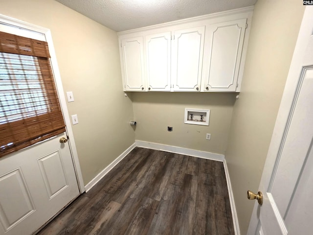 804 Dogwood St, Cayce, SC 29033 - washroom featuring washer hookup, cabinet space, dark wood-style floors, hookup for an electric dryer, and baseboards