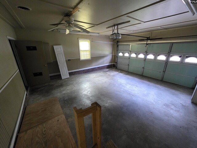 804 Dogwood St, Cayce, SC 29033 - garage featuring a garage door opener and ceiling fan