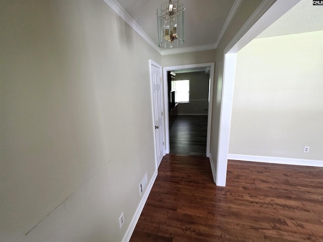 804 Dogwood St, Cayce, SC 29033 - hall featuring ornamental molding, a chandelier, wood finished floors, and baseboards