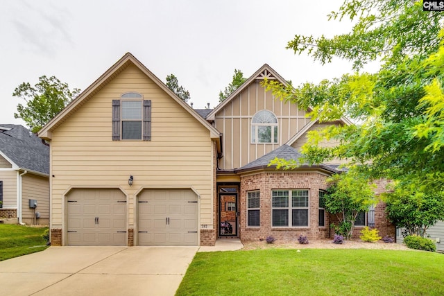 757 Garrett Way, Columbia, SC 29229 - craftsman inspired home with a garage, a front lawn, brick siding, driveway, and board and batten siding