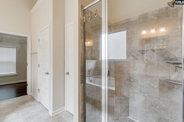 757 Garrett Way, Columbia, SC 29229 - bathroom with a shower stall and baseboards
