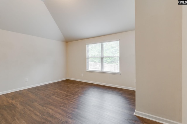 757 Garrett Way, Columbia, SC 29229 - spare room featuring vaulted ceiling, baseboards, and dark wood-type flooring