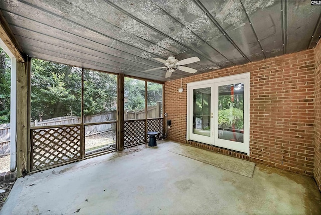 315 Poindexter Ln, Lexington, SC 29072 - unfurnished sunroom featuring a ceiling fan and french doors