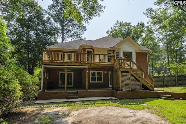 315 Poindexter Ln, Lexington, SC 29072 - back of house with a patio area, a wooden deck, stairs, and roof with shingles