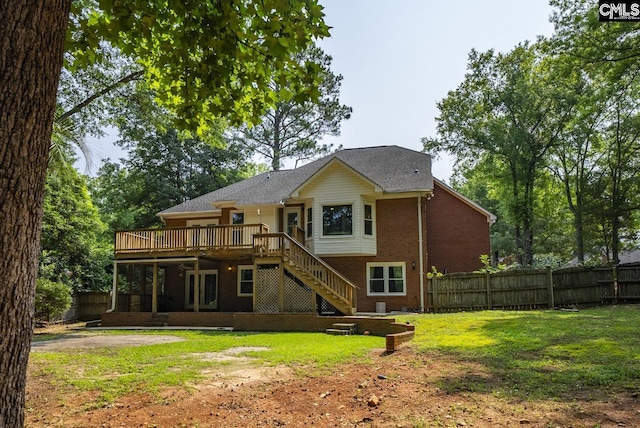 315 Poindexter Ln, Lexington, SC 29072 - back of house with a wooden deck, stairway, and brick siding