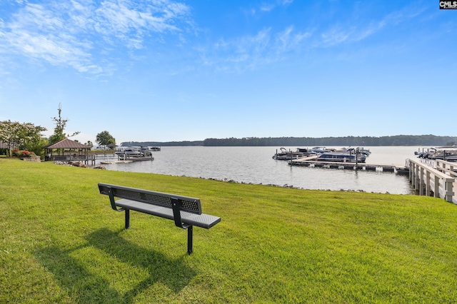 104 Eastshore Dr, Lexington, SC 29072 - dock area with a water view, a yard, and a gazebo