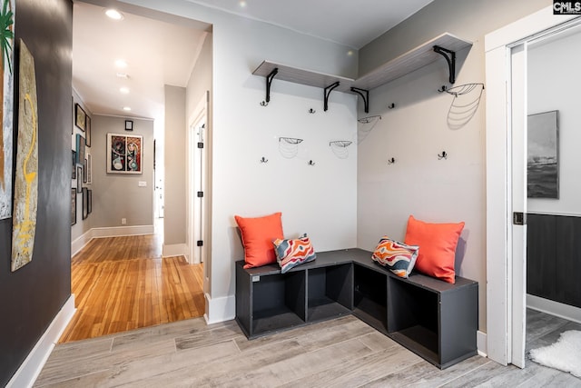 2808 River Dr, Columbia, SC 29201 - mudroom featuring light wood-style floors, recessed lighting, and baseboards