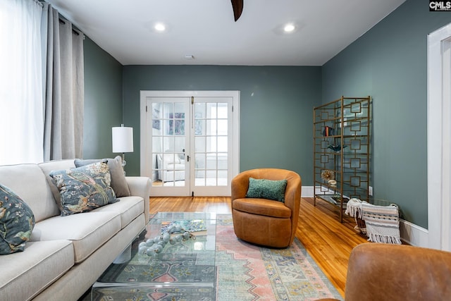 2808 River Dr, Columbia, SC 29201 - living area with wood finished floors, french doors, and recessed lighting