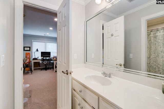 108 Shallow Brook Dr, Columbia, SC 29223 - full bathroom featuring ornamental molding, vanity, and recessed lighting