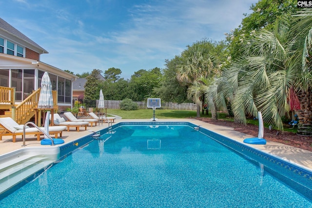 108 Shallow Brook Dr, Columbia, SC 29223 - view of pool with a sunroom, a fenced backyard, and a patio area