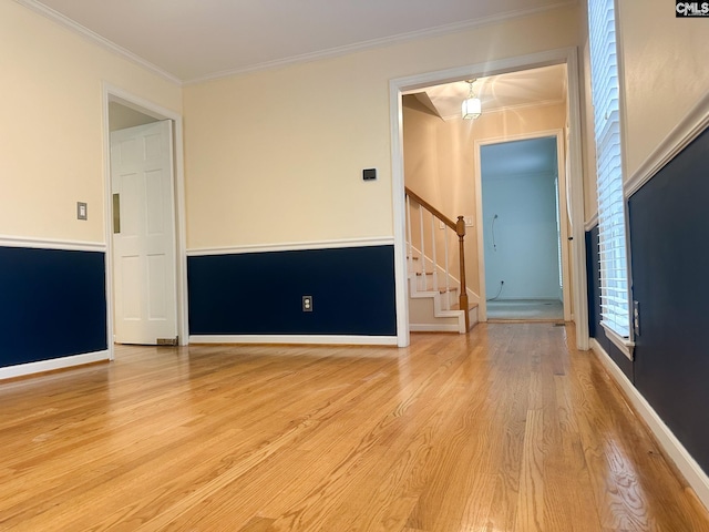 112 Valhalla Dr, Columbia, SC 29229 - empty room featuring stairway, wood finished floors, ornamental molding, and baseboards