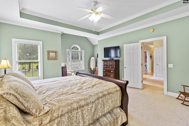 6 Hunting Glen Ct, Irmo, SC 29063 - bedroom with ornamental molding, multiple windows, light colored carpet, ceiling fan, and baseboards