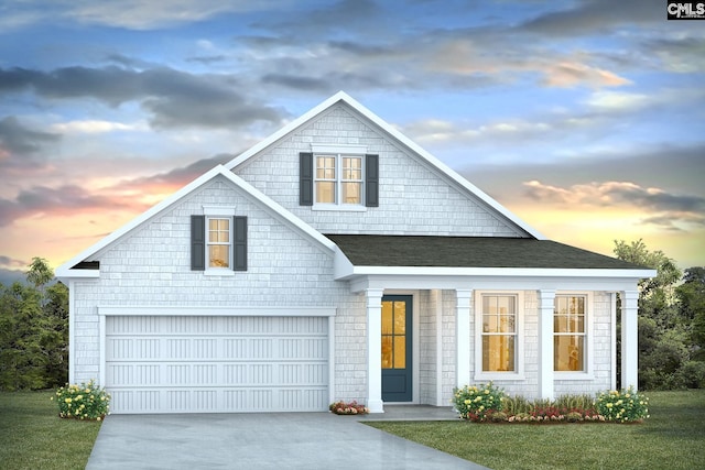 2451 Thode Ln, Lexington, SC 29072 - view of front of property with a garage, concrete driveway, a shingled roof, and a front yard