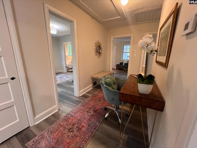 2611 Mills Dr, Columbia, SC 29204 - office featuring dark wood-style flooring and healthy amount of natural light