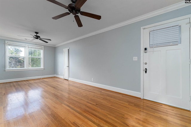 3407 River Dr Unit D, Columbia, SC 29201 - spare room with ceiling fan, ornamental molding, baseboards, and light wood-type flooring