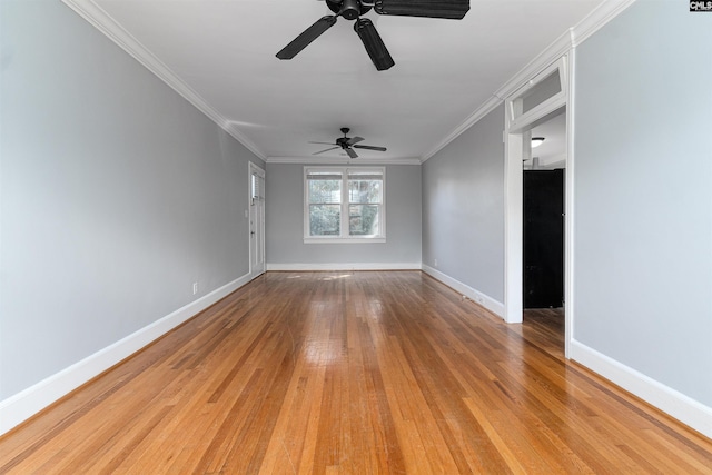 3407 River Dr Unit D, Columbia, SC 29201 - spare room with a ceiling fan, baseboards, light wood-type flooring, and crown molding