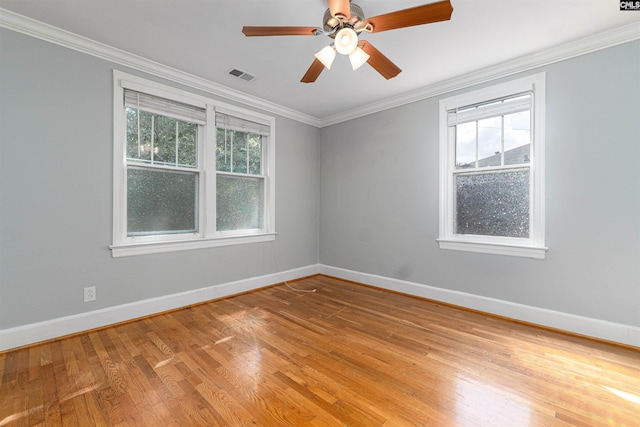 3407 River Dr Unit D, Columbia, SC 29201 - spare room with light wood-style flooring, baseboards, crown molding, and a ceiling fan