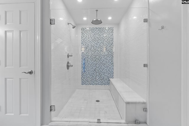 415 Pine St, Camden, SC 29020 - bathroom with a shower stall and recessed lighting