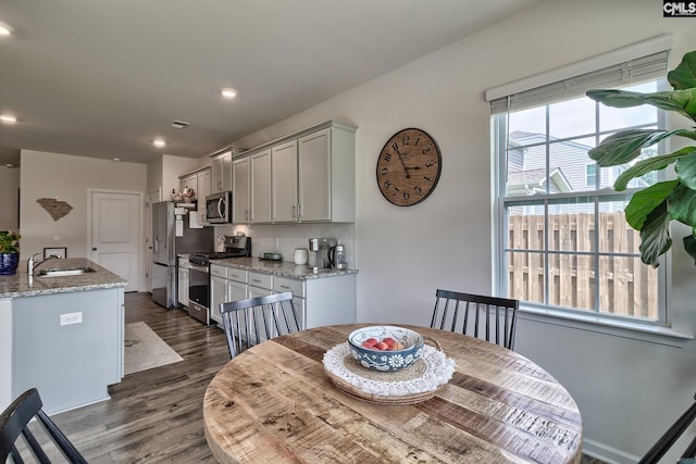 837 Marigold Ln, Lexington, SC 29072 - dining room with dark wood-type flooring and recessed lighting