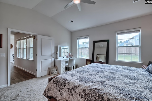 837 Marigold Ln, Lexington, SC 29072 - bedroom featuring carpet, vaulted ceiling, ceiling fan, and baseboards