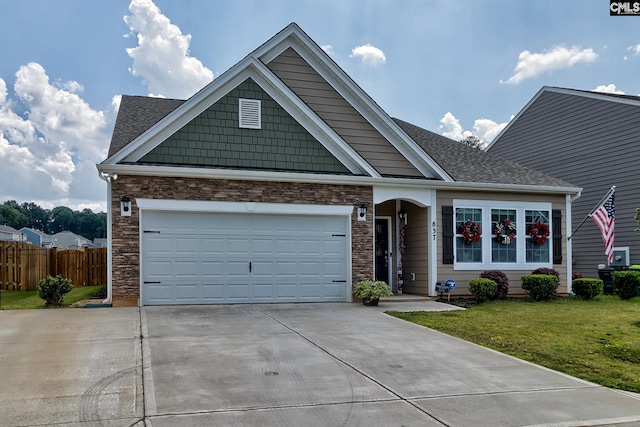 837 Marigold Ln, Lexington, SC 29072 - craftsman-style house featuring concrete driveway, stone siding, a garage, and roof with shingles