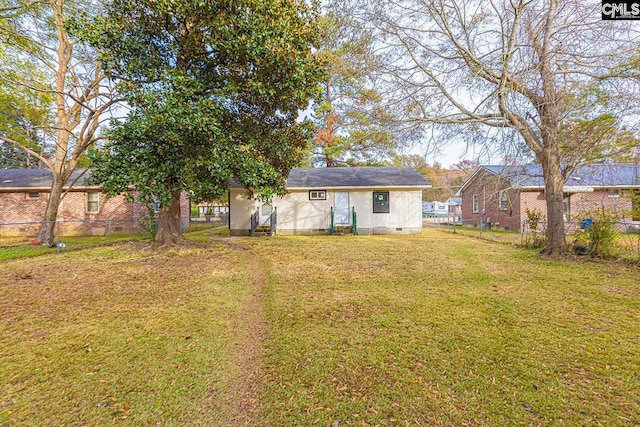 711 Parrish Dr, Mullins, SC 29574 - back of property featuring entry steps and crawl space