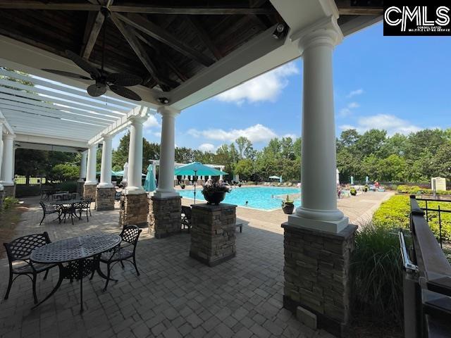 288 Links Crossing Dr, Blythewood, SC 29016 - view of patio with an outdoor pool and a ceiling fan