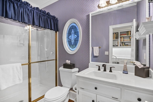 832 Longtown Rd, Blythewood, SC 29016 - full bath with wallpapered walls, toilet, vanity, and a shower stall