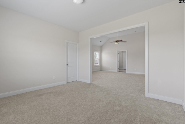 1412 Hammerwood Ln, Westminster, SC 29170 - spare room featuring light colored carpet, lofted ceiling, baseboards, and a ceiling fan