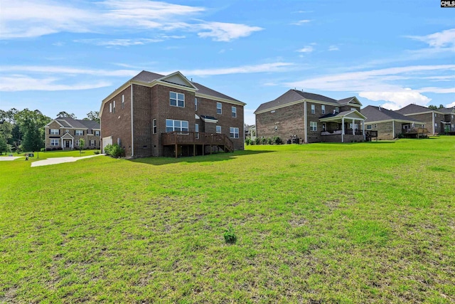 1412 Hammerwood Ln, Westminster, SC 29170 - rear view of property with a yard, brick siding, a residential view, and a deck