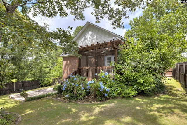560 Park Place Dr, Elgin, SC 29045 - view of yard with a pergola and a wooden deck