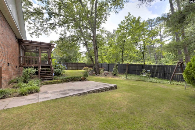 560 Park Place Dr, Elgin, SC 29045 - view of yard featuring stairway, a patio, and a wooden deck