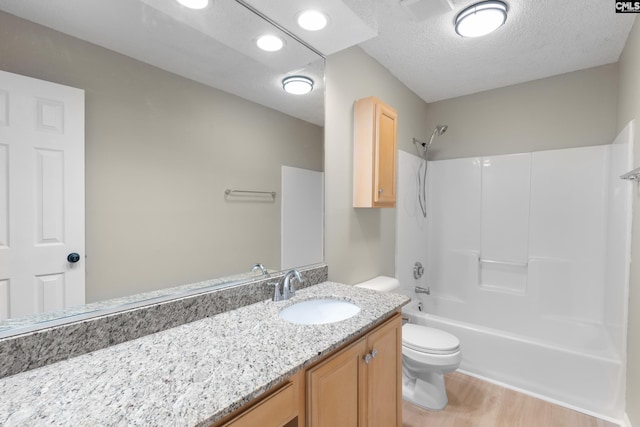 110 Walking Horse Way, Columbia, SC 29223 - full bath with toilet, vanity, wood finished floors, bathing tub / shower combination, and a textured ceiling