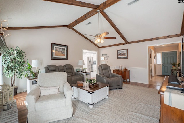 285 Freedom Blvd, Sumter, SC 29154 - living area featuring light wood-type flooring, a ceiling fan, a wainscoted wall, and healthy amount of natural light