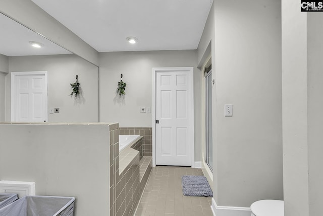 1305 Forest View Rd, Conway, SC 29526 - bathroom with a bath, baseboards, toilet, tile patterned floors, and a shower with door