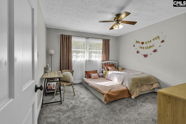 1305 Forest View Rd, Conway, SC 29526 - bedroom with carpet flooring, a textured ceiling, and ceiling fan