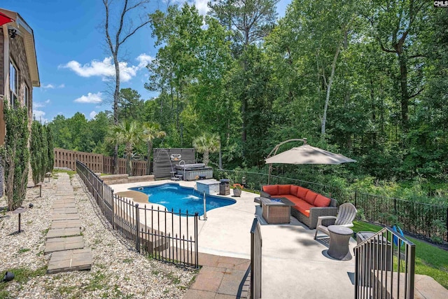 934 Near Creek Dr, Blythewood, SC 29016 - view of pool with a patio area, an outdoor living space, and a fenced backyard