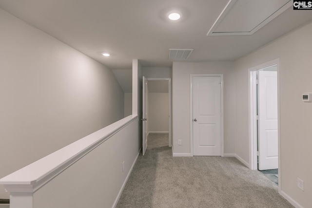 179 Marissa Ln, Lexington, SC 29072 - hall with carpet floors, baseboards, attic access, and recessed lighting