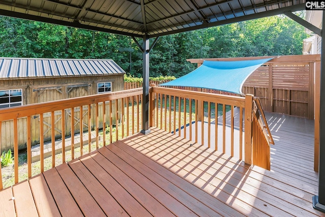 179 Marissa Ln, Lexington, SC 29072 - wooden terrace featuring a fenced backyard and an outdoor structure