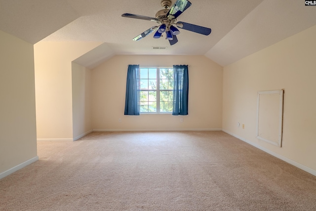105 Songbird Ct, Chapin, SC 29036 - additional living space featuring ceiling fan, light colored carpet, lofted ceiling, and baseboards